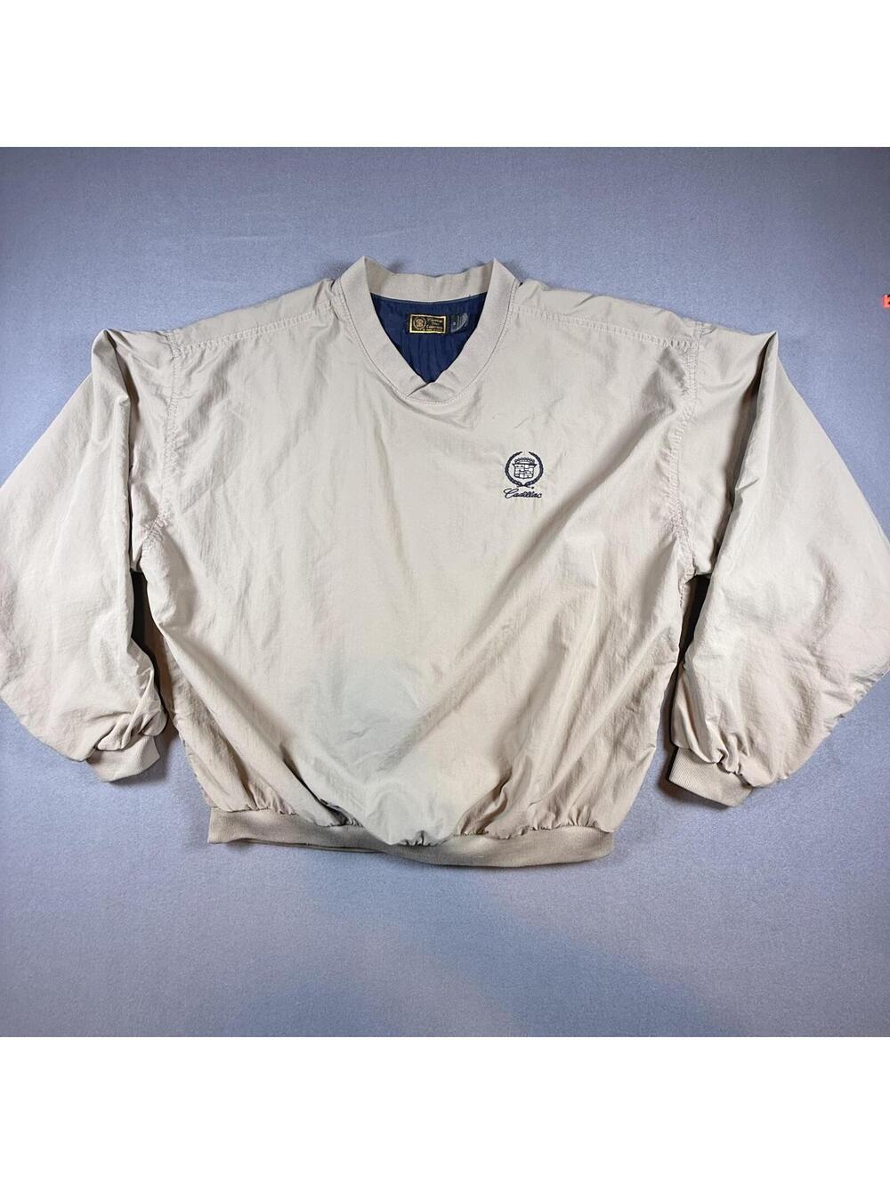 Vintage Cadillac Tour‎ Collection Mens M Beige Pullover Windbreaker USA